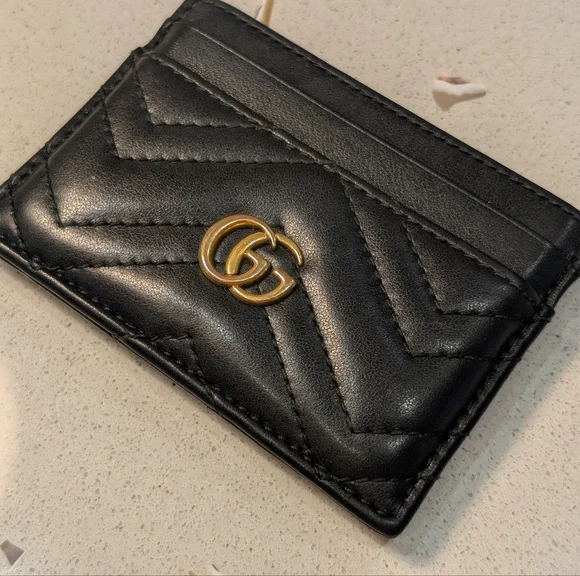 Gucci Marmont Black Leather Card Holder - Picture 2 of 8